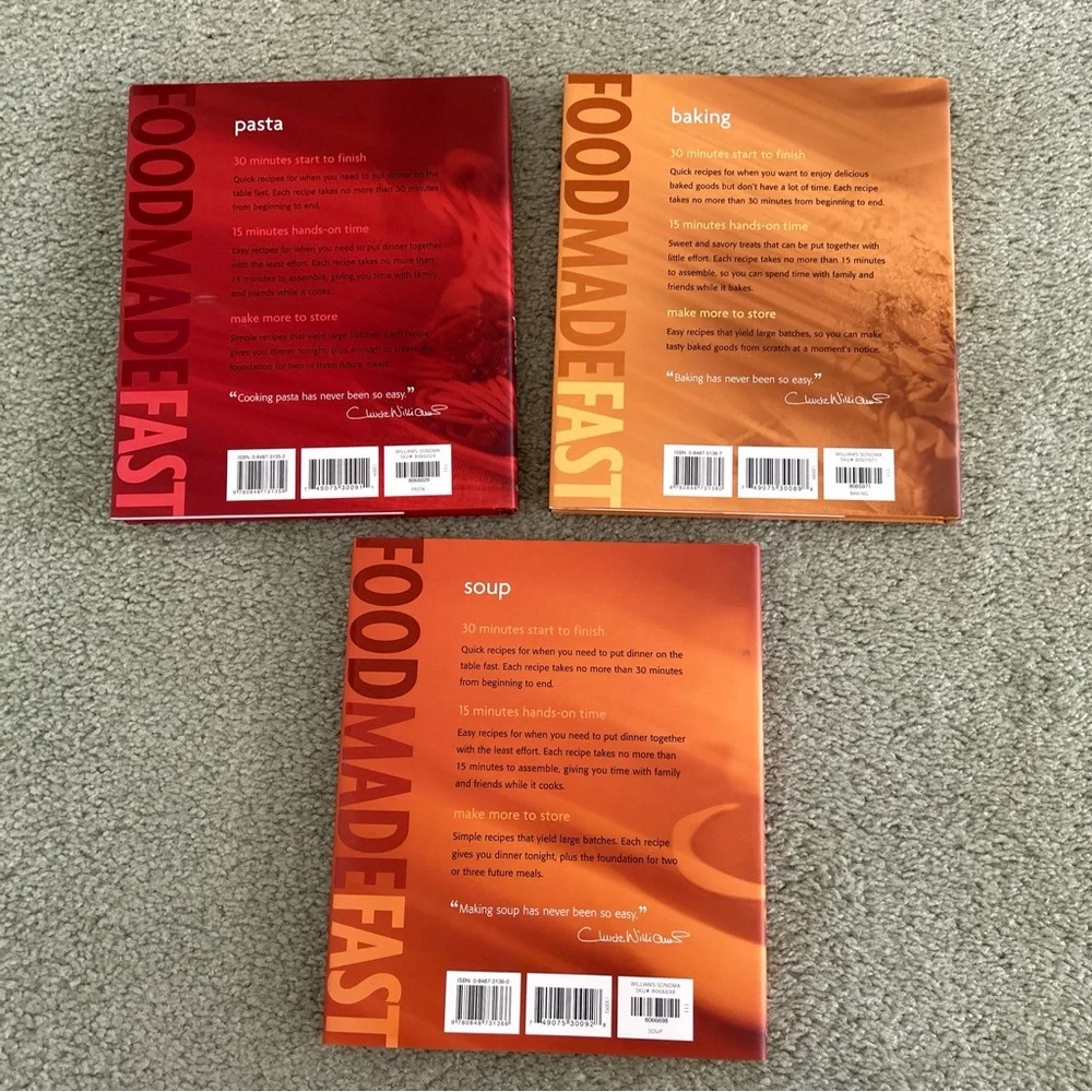 Williams Sonoma Food Made Fast Cookbook Pasta, Soup, Baking Hardcover Books